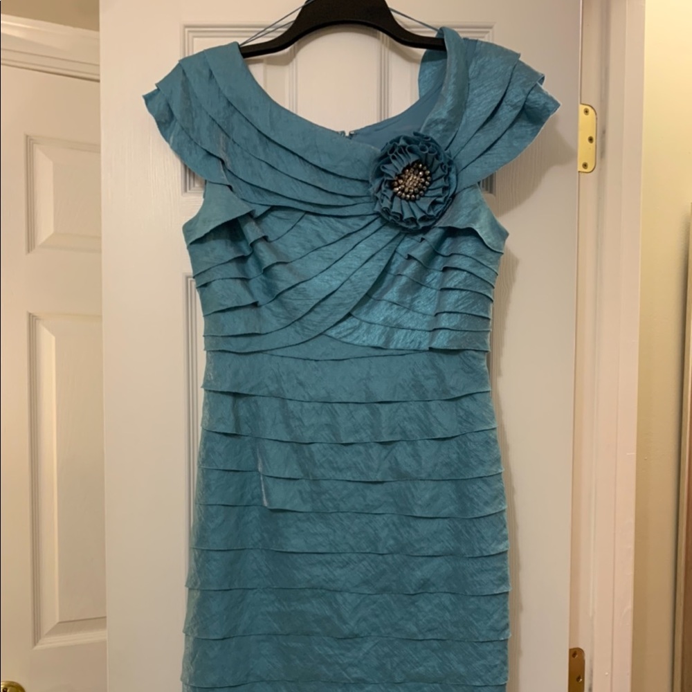 London Times Turquoise Cocktail Dress